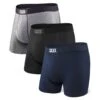 Saxx Vibe Boxers - Black / Grey / Blue (3 Pack)